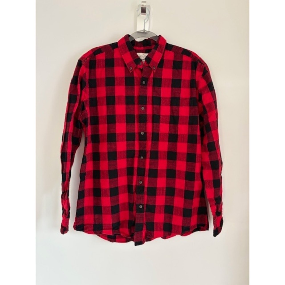 St Johns Bay Mens Red Black Buffalo Plaid Flannel Button Down Shirt Large‎
